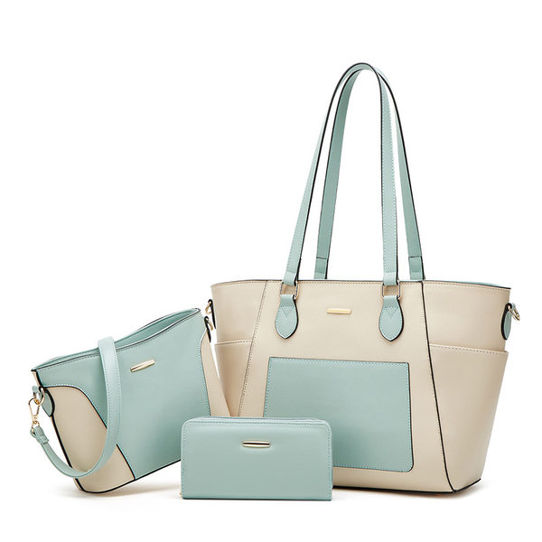 Set Túi Tote Nữ Đeo Vai Đeo Chéo 3 Món Phong Cách Casual Màu Nâu, Hồng, Xanh, Đen...