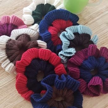 2025 New Autumn and Winter Knitted Color-Blocked Hair Ties, Hair Ropes, Hair Accessories, Versatile Headwear, Elegant Ball Head, Low Ponytail