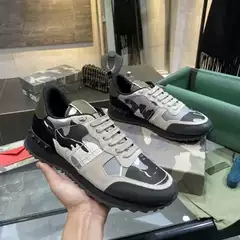 In-Stock 25 European Color-Block Camouflage Casual Sports Shoes for Men and Women, Genuine Leather Color-Block Versatile Trendy Sneakers