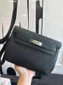 Handmade black silver buckle togo leather