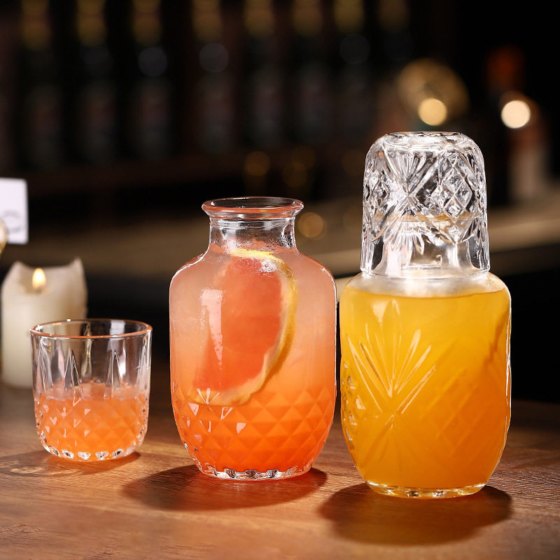 Diamond carved cocktail cup set one person drink relief juice drink cup bar atmosphere wine glass