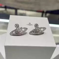 Queen Mother Little Saturn Full Diamond Inlaid Niche Ins Style Stud Earrings Internet Celebrity Simple Design Earrings for Women Trend