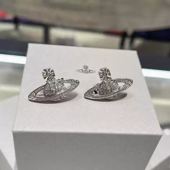 Queen Mother Little Saturn Full Diamond Inlaid Niche Ins Style Stud Earrings Internet Celebrity Simple Design Earrings for Women Trend
