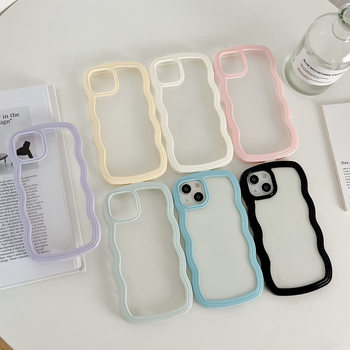 Ins-Style Big Wave Design Suitable for Apple 17 Pro Transparent Case 13/14 Airbag Anti-Drop Two-In-One 16E Phone Case 15
