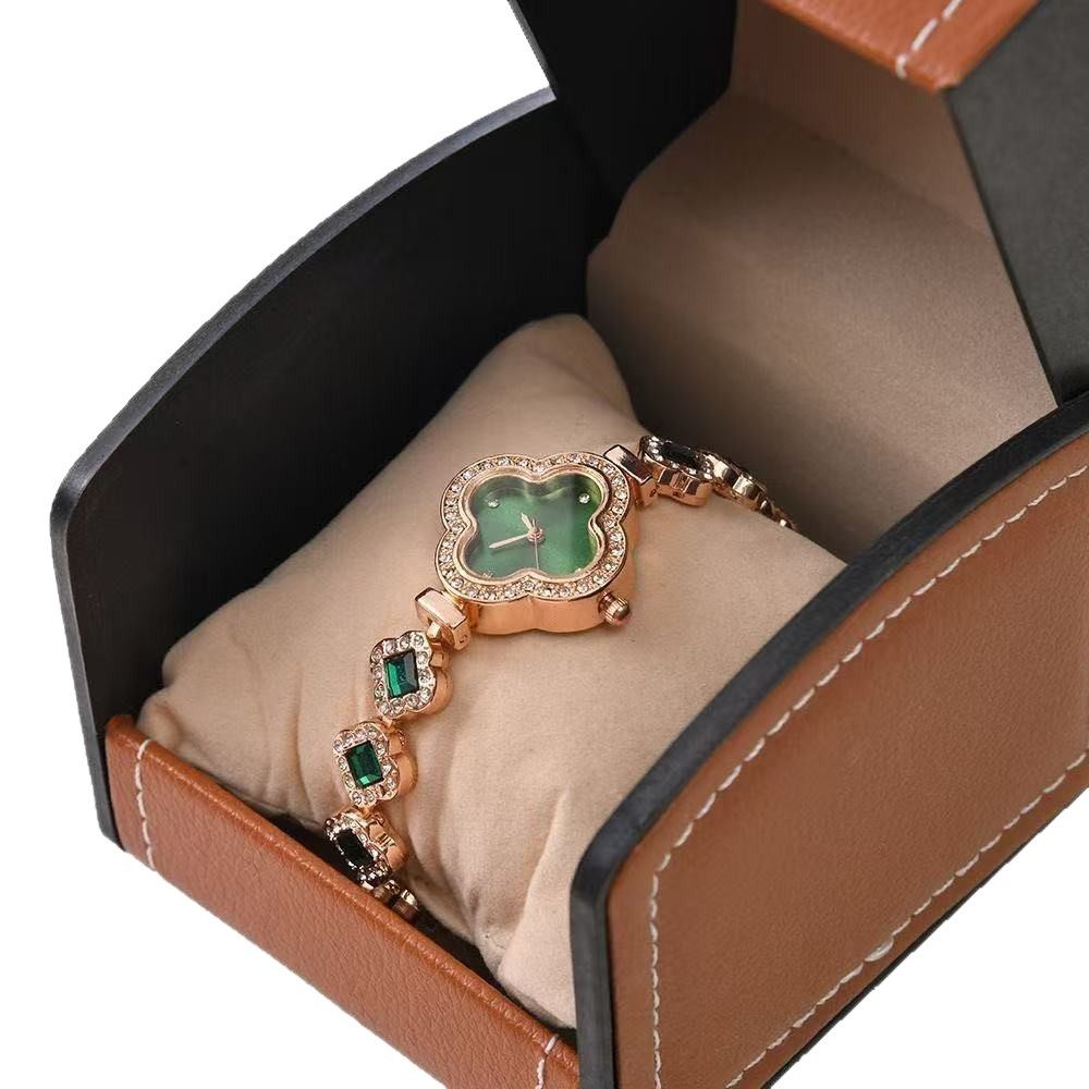 Ready Stock Pu Leather Jewelry Flip-Top Arched Watch Box Mechanical Watch Box Jewelry Box Bracelet Box