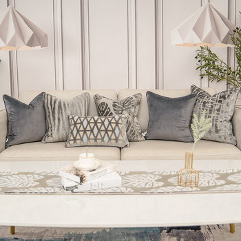 Gray Pillow Pillow Case Sofa Cushion Scandinavian Ins Simple Sofa Pillow Velvet Cut Velvet Sofa Large Cushion