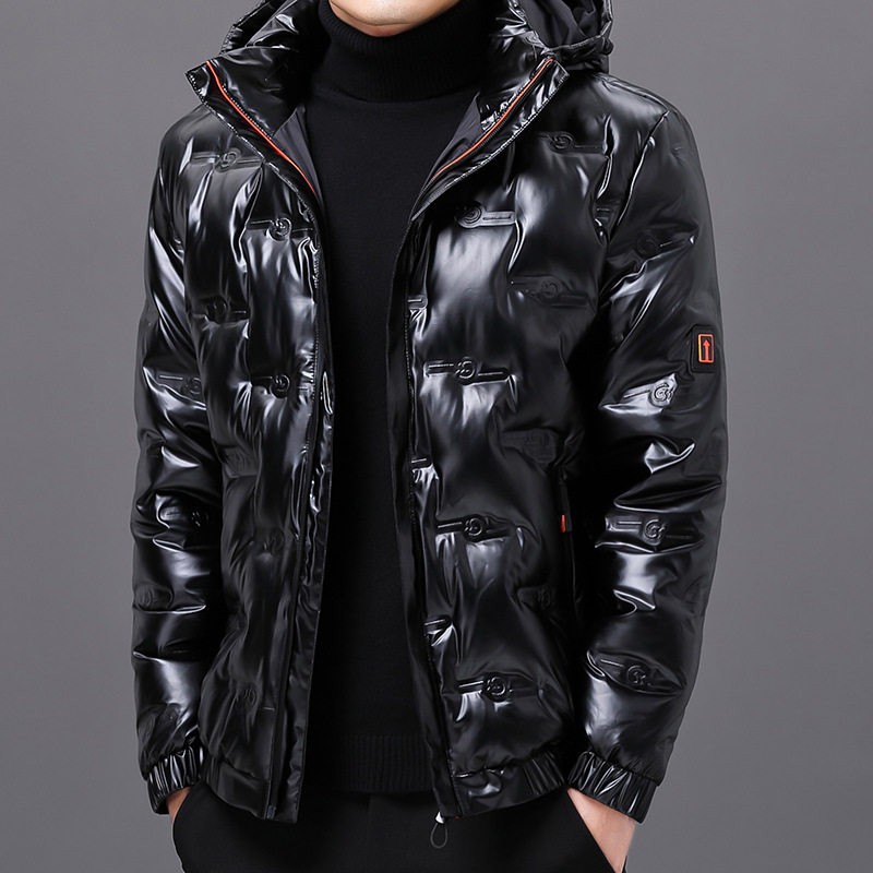 Cross-Border Live Broadcast Popular Winter down Jacket Men's New Hooded down Jacket Casual Glossy Short down Jacket