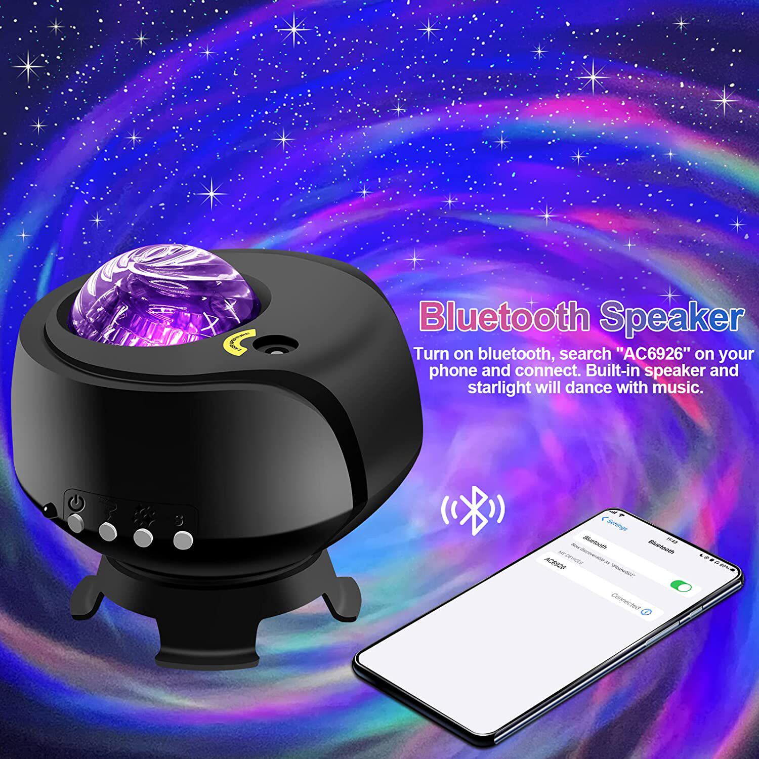 USB Music Bluetooth Led Northern Lights Galaxy Starry Sky Lamp Projector Lamp Water Pattern Laser Atmosphere Night Light