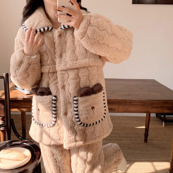 Xiyue 2025 New Maternity Nursing Belt Nursing Zipper Confinement Clothing Autumn and Winter Flannel Three-Layer Quilted Pajamas