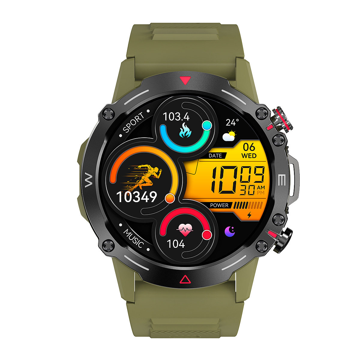 HK87 smart watch with screen always on, password unlock, monitoring heart rate, calories, NFC