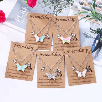 Cross-border Amazon popular butterfly necklace European and American magnet necklace BFF good friend necklace suit jewelry