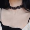 Lace Rose Niche Luxury Necklace Elegant Black and White Choker Collarbone Chain Choker Light Luxury Style