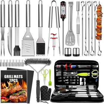 Amazon's Best Selling Outdoor Stainless Steel Barbecue Tool Set 34-Piece Multi-Functional Combination Camping Style Barbecue Accessories