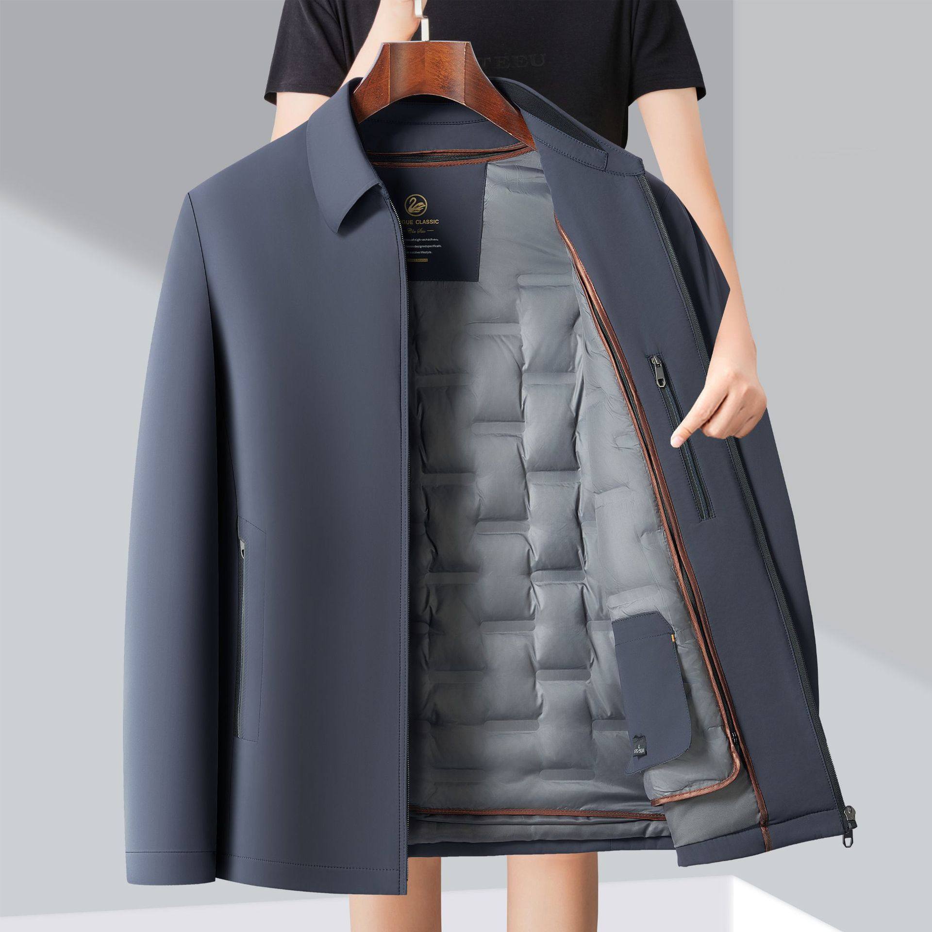 Men's Detachable down Jacket with a Detachable Goose down Liner, 2025 Winter New Business Casual Executive Jacket