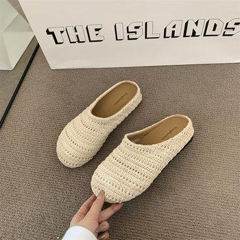 French-Style Closed-Toe Slippers for Women, Summer 2025 New Fashion Bohemian Niche Hollow Roman Sandals