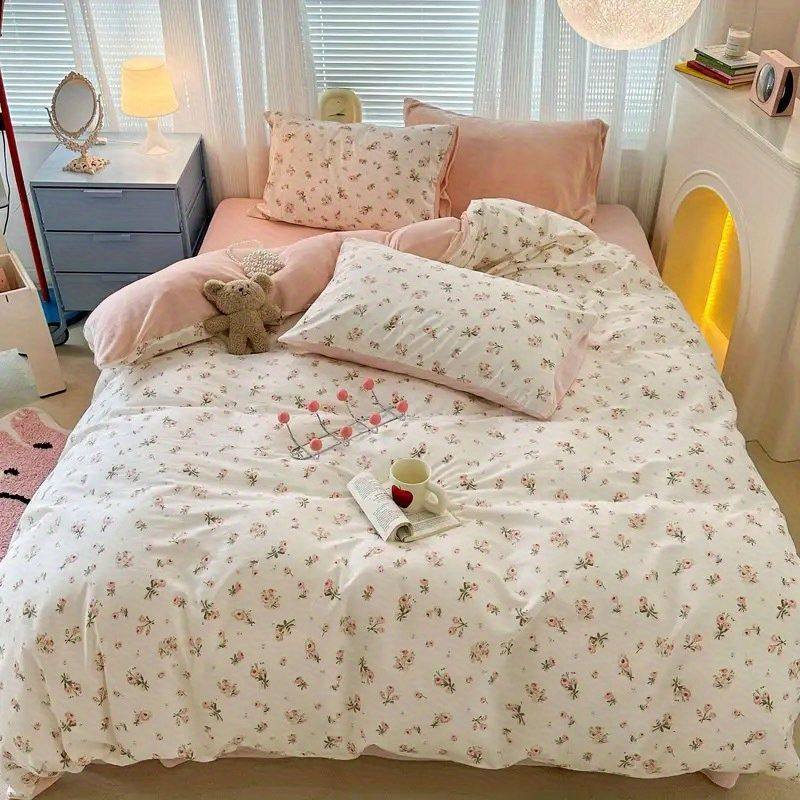 Beautiful Pink Spring and Summer Soft Washable Cotton Bed Four-piece Set College Students' Dormitory Bed Sheet Quilt Cover Three-piece Set