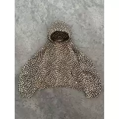 European and American Cross-Border Y2K Retro Leopard Print Hooded Sweatshirt Couple Harajuku Style Hip-Hop Zipper Pullover Sweatshirt