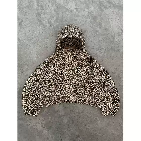European and American Cross-Border Y2K Retro Leopard Print Hooded Sweatshirt Couple Harajuku Style Hip-Hop Zipper Pullover Sweatshirt