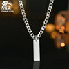 Men's Stainless Steel Long Engraved Necklace Hip-Hop Trendy Simple Glossy Vertical Bar Pendant Sweater Chain Jewelry Wholesale