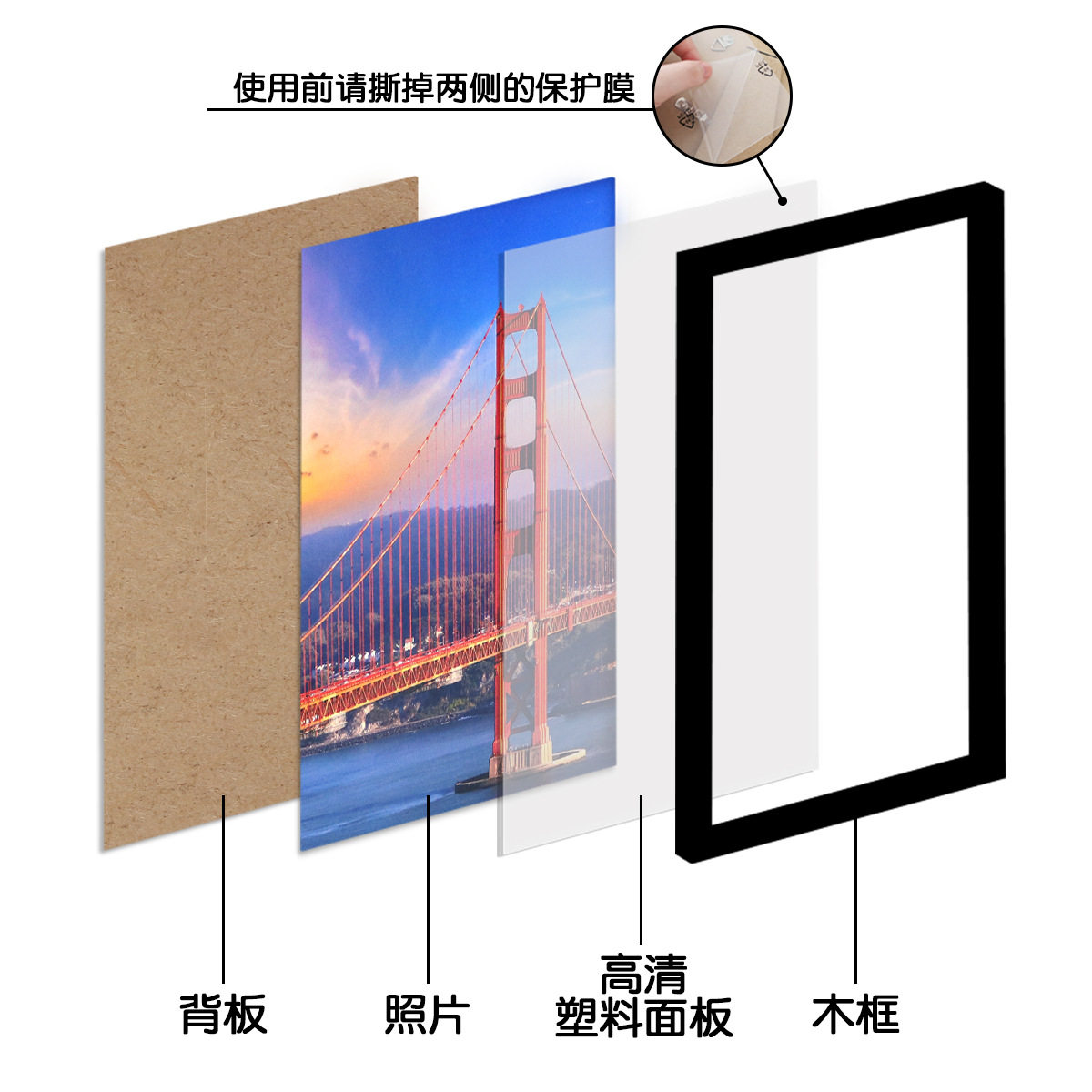 Cross-Border Handmade Wooden Photo Frame Five-Piece Set 10-Color Poster Frame 10inch 18inch A3A4 Photo Wall Frame Combination