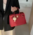Litchi Pattern Platinum Bag Red -25