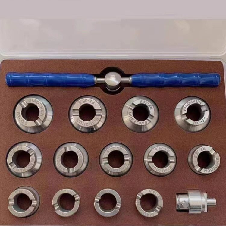 316 steel back cover opener full set size 15-piece set Machine open hand open double-purpose watch opener rotating