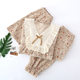 Women's Crepe Cotton Gauze Summer and Autumn Short-Sleeved Trousers Shorts Lace Retro Style Home Wear Pajamas Set Three-Piece Set