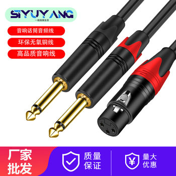 Cannon mother to double large two-core XLR cannon 6.35/6.5 one minute two audio cable 0.3 m cannon one minute two