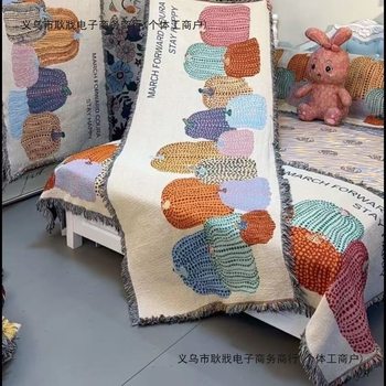 Multifunctional Sofa New Universal Double-Sided Backrest Blanket High-End Model Four-Season Universal Towel Butterfly Love Flower Colorful Pumpkin