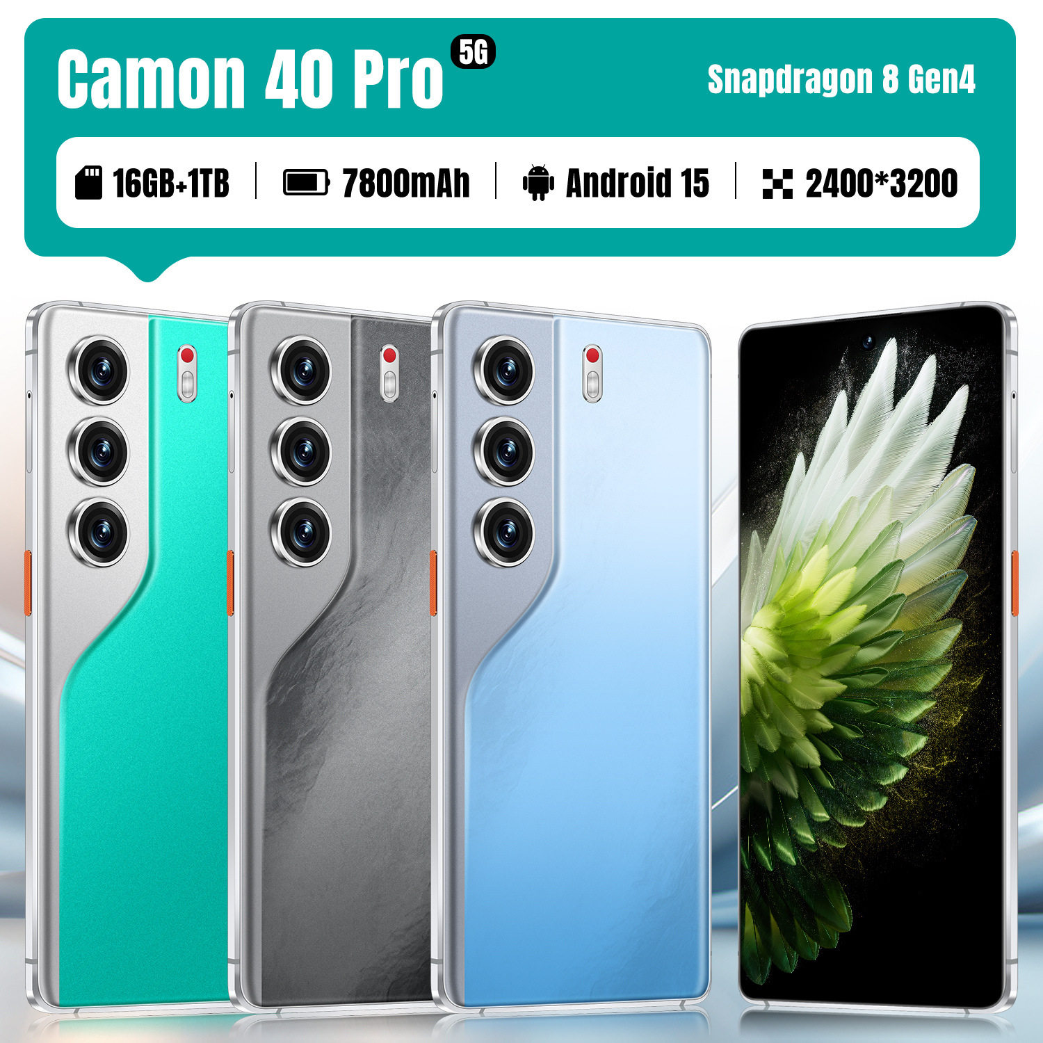 新款跨境4G手机Camon 40 Pro热弯曲面7.3英寸16+1T智能手机厂家