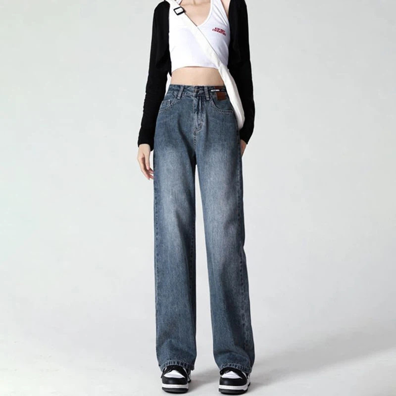 Womens Distressed Wide Leg Jeans Loose Fit High Waisted Versatile Style Spring Fashion Wholesale Available