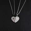 Peach heart love couple stitching necklace a pair of stainless steel pendant Korean style men's student pendant clavicle chain accessories