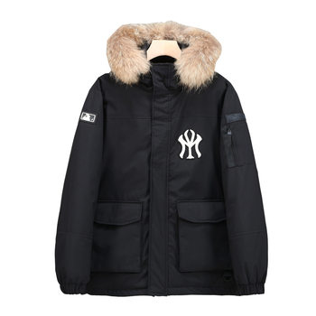 2024 winter new white duck down jacket fashion brand hooded warm wool collar tooling graphene down jacket