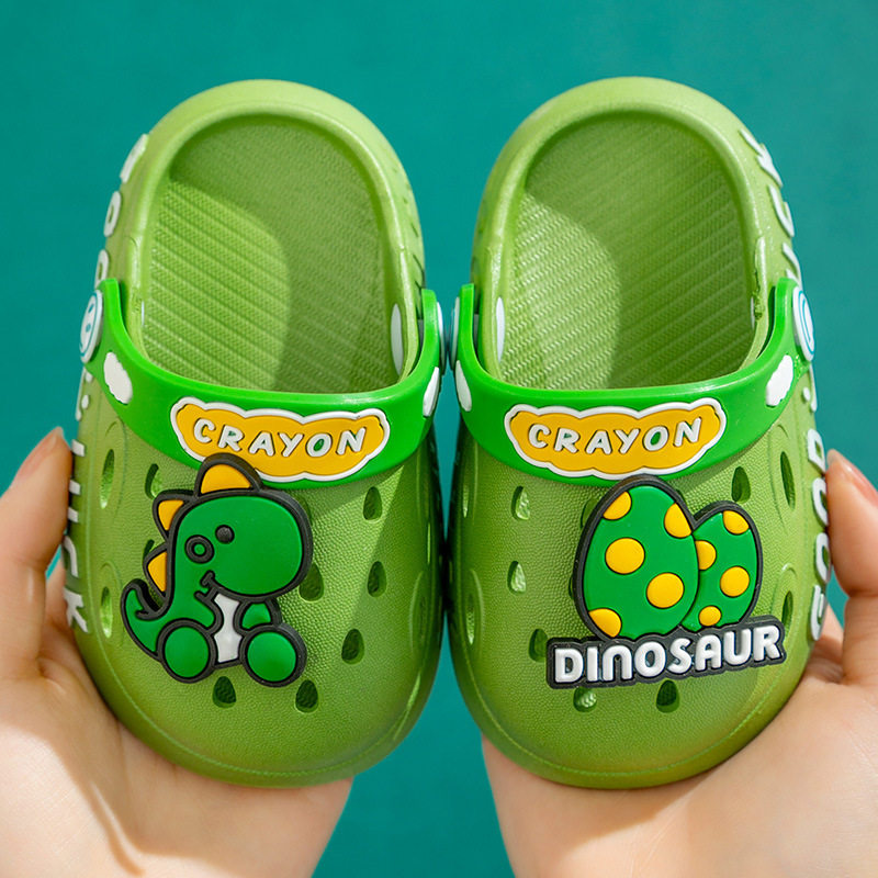 Summer Cartoon Dinosaur Children's Clog Shoes Boys' Pvc Slippers Girls' Closed-Toe Sandals Toddler Beach Shoes for Kids