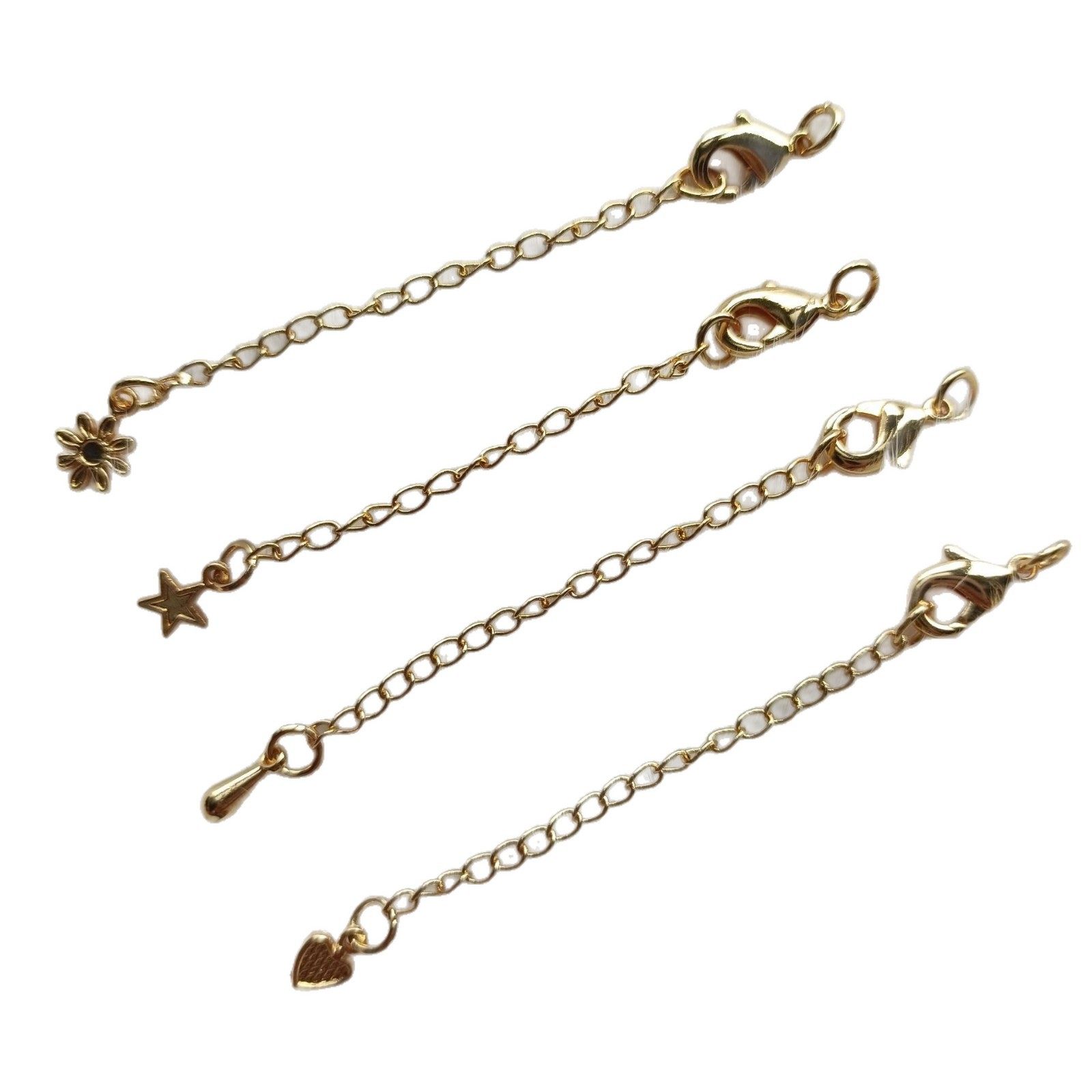 Electroplated 18K Real Gold Electrophoresis Tail Chain Extension Chain with Lobster Clasp Bracelet Necklace Song Brocade Chinoiserie DIY Accessories Factory