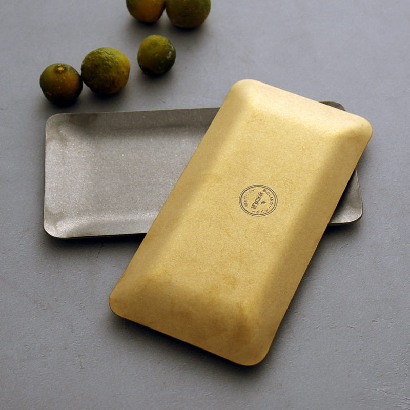 Japanese-style retro metal small dish gold silver creative 304 stainless steel towel dish dessert dish jewelry storage plate