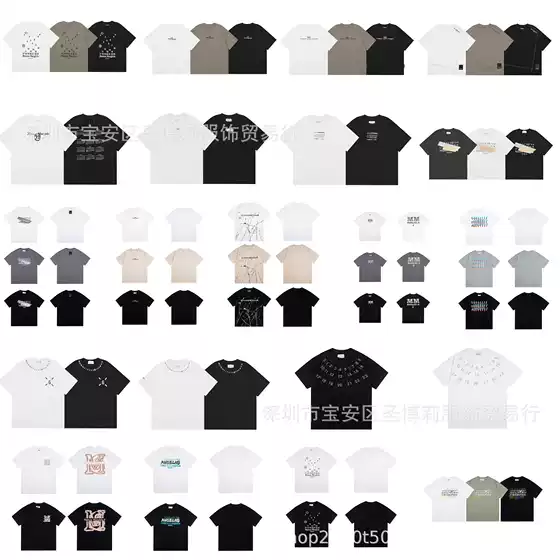 Mm6 Series T-Shirts Trendy Brand Foreign Trade Wholesale Margiela Minimalist Style Number Four-Corner Logo Couple Short-Sleeve Pure Cotton Short-Sleeve