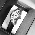 Silver case white dial horseshoe buckle with lettering