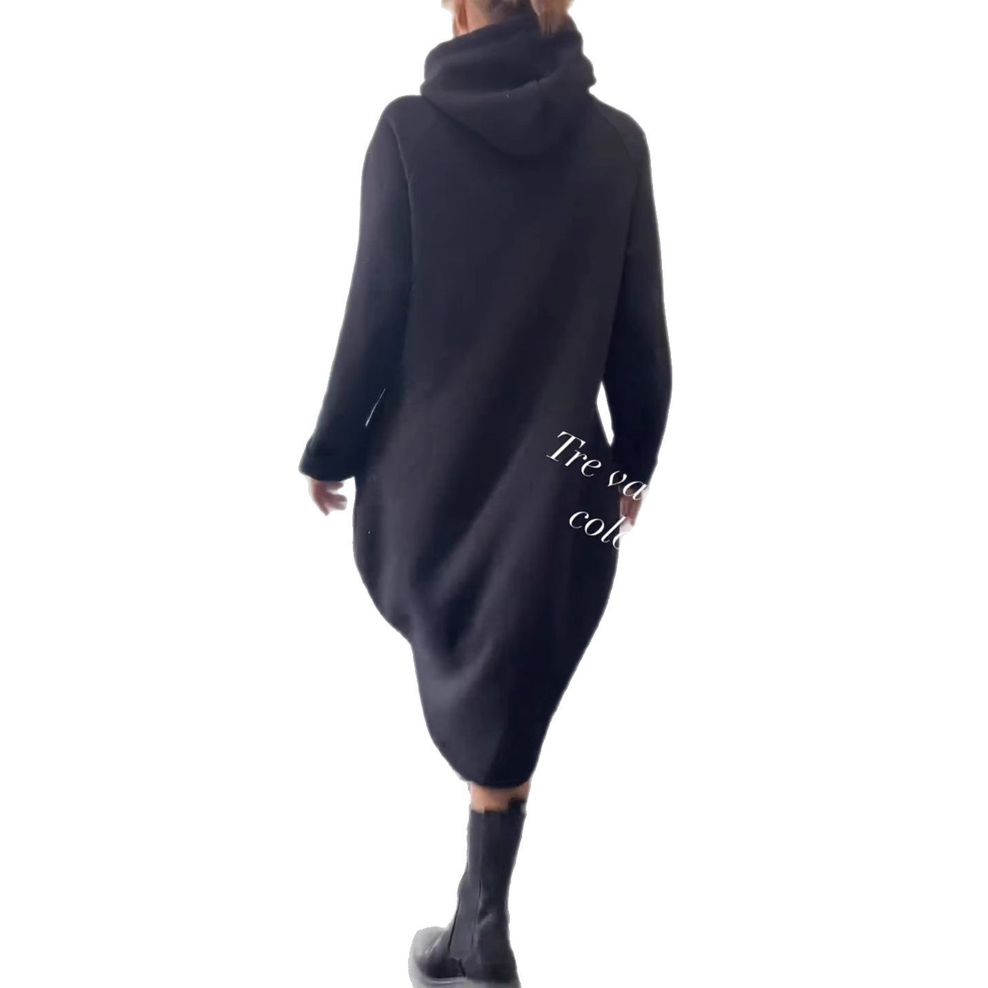 Womens Oversized Solid Color Hoodie Dress Long Sleeve Casual Style Autumn Winter Wholesale Available