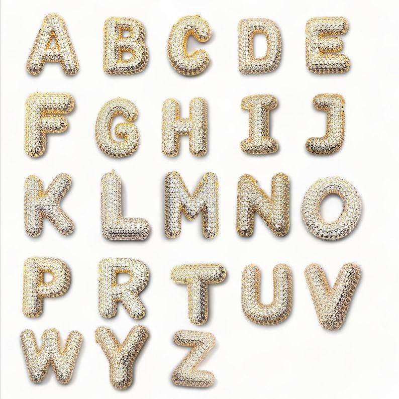 Cross-border inlaid stone new chubby pendant European and American fashion simple clavicle chain birthday balloon glossy letter necklace