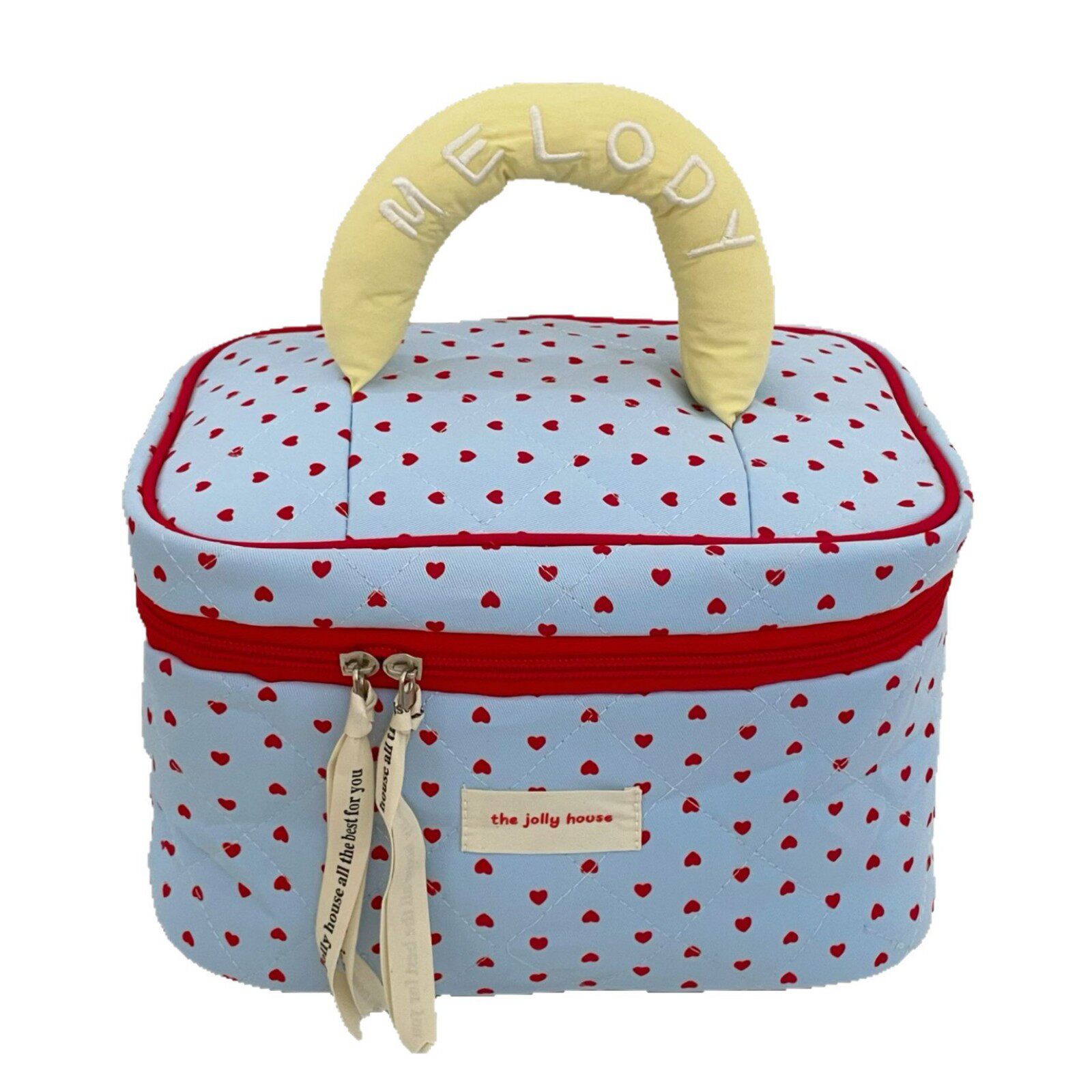 Blue Love Cosmetic Bag Women's One Piece 2025 New Portable Large Capacity Cosmetic Storage Bag Handbag