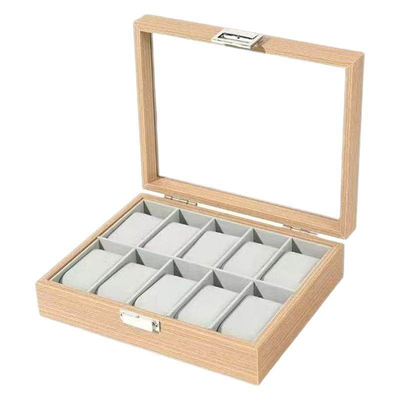 Watch Box Watch Storage Box Window Window Rosewood Grain Leather Watch Finishing Box Stall Bracelet Tray Watch Shelf