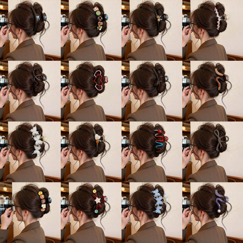 Korean-style high-looking clips for women with updo hair, sh...