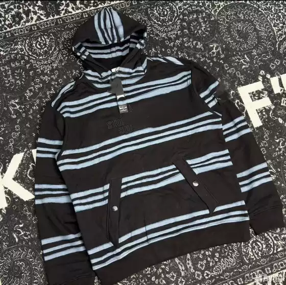 In-Stock Stone 21Fw Hooded Sweatshirt for Men, Loose Fit, Printed Collaboration Style, Couple's Versatile Hoodie, Trendy Island Style