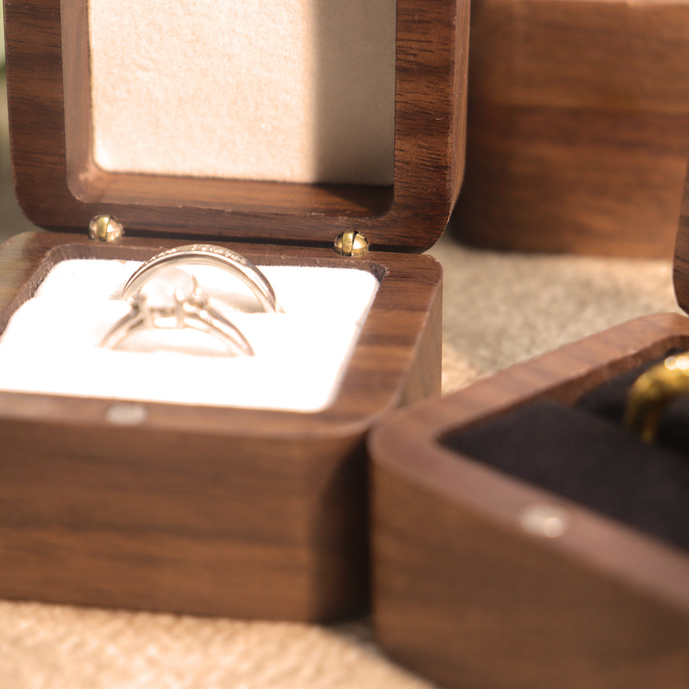 55MM square marriage ring proposal ring box black walnut box wedding diamond ring jewelry gift packaging storage women