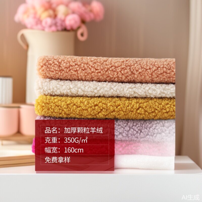 ผ้าแคชเมียร์เม็ดหนา 280 กรัม ผ้าขนแกะเม็ดหนา ผ้าขนแกะเทียมแบบเม็ด สำหรับผลิตเสื้อผ้าและวัสดุรองเท้า พร้อมจำหน่ายในคลังสินค้า