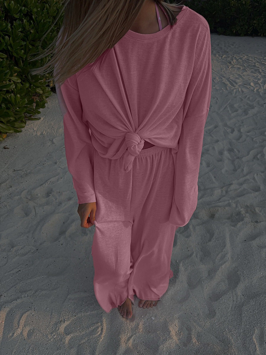 Chic Oversized Sheer Cardigan and Mini Skirt Set Relaxed Fit Long Pants Casual Style Perfect for Spring and Summer
