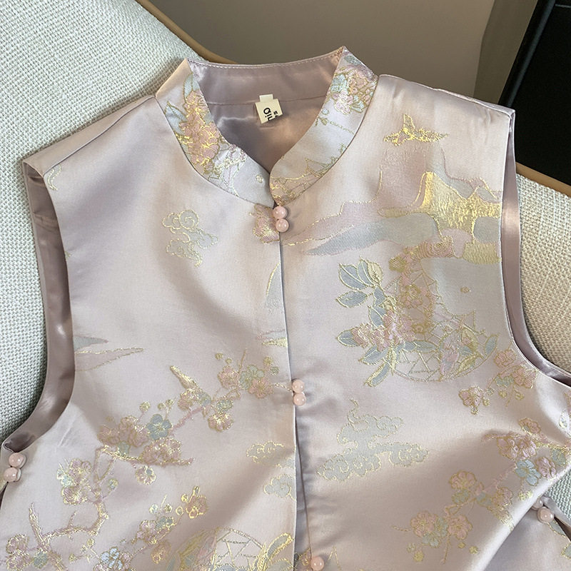 High-Quality Age-Reducing New Chinese-Style Buckle Retro National Trend Ethnic Style Heavy Embroidery Top Vest Cardigan Women's Jacket