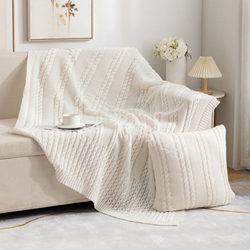 Amazon Simple All-Season Blanket Solid Color Knitted Blanket Office Living Room Shawl Thread Blanket Nap Sofa Blanket