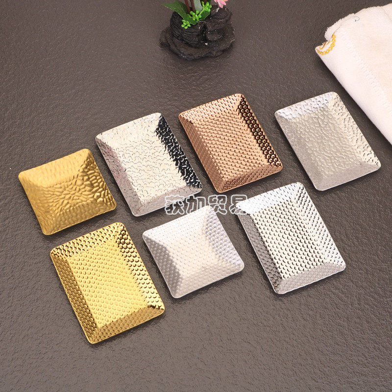 Stainless Steel Towel Tray High-class Hotel Restaurant Wet Wipes Tray Rectangular Golden Small Plate Shelf Table Tableware